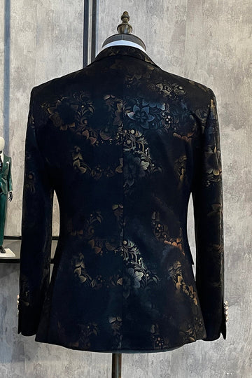 Mørkebrunt sjal jacquard Prom Blazer for menn